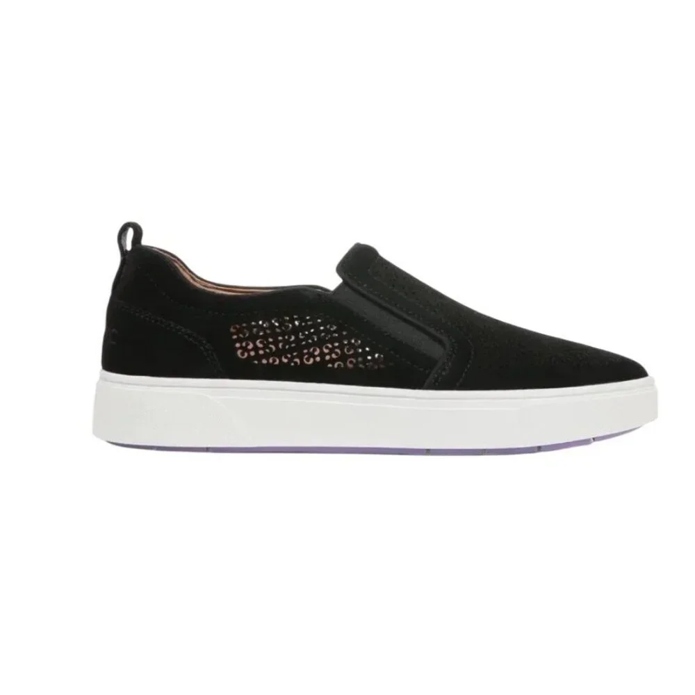 Vionic Kimmie Perferated Black Size 8.5 Sneaker Arch Comfort Suede